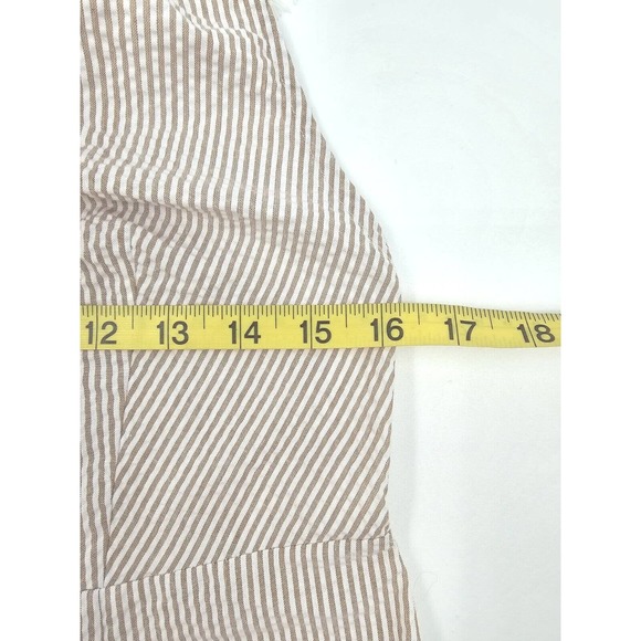 For Love & Lemons Emmy Sleep Romper Brown Seersucker and Lace Size Small - Picture 12 of 16